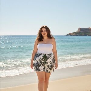 Palm Print High Waist Women's Shorts